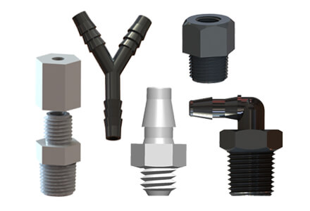 A sample selection of the types of plastic fittings carried by ISM.