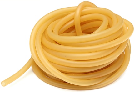 A coil of natural latex rubber tubing.