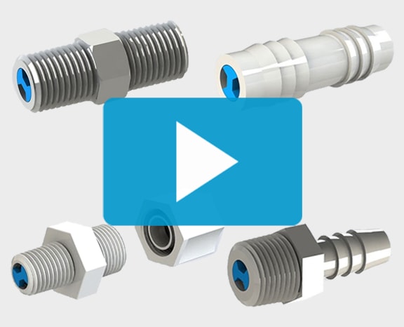A video thumbnail for a short video about the C V N U C B, C V N H P N, C V N M C B and J C V series miniature plastic spring-loaded check valves. Click here to watch the video.