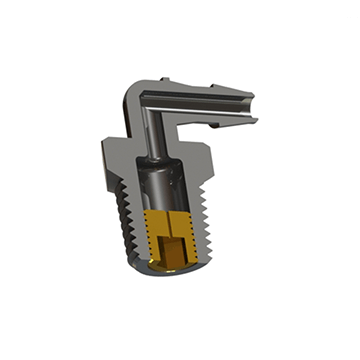 Concept of an elbow orifice fitting with a hose barb by Male NPT thread connections
