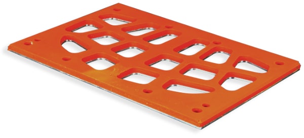 Custom nesting tray or support fixture with a silicone rubber seal pad. The high heat tolerant (550º F) silicone rubber seal pad is bonded to the metal fixture without the use of adhesives.